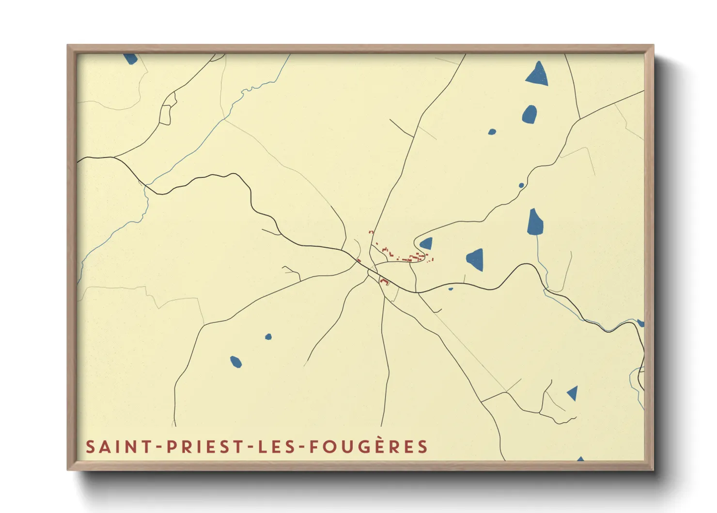 Une affiche de carte sur Saint-Priest-les-Fougères