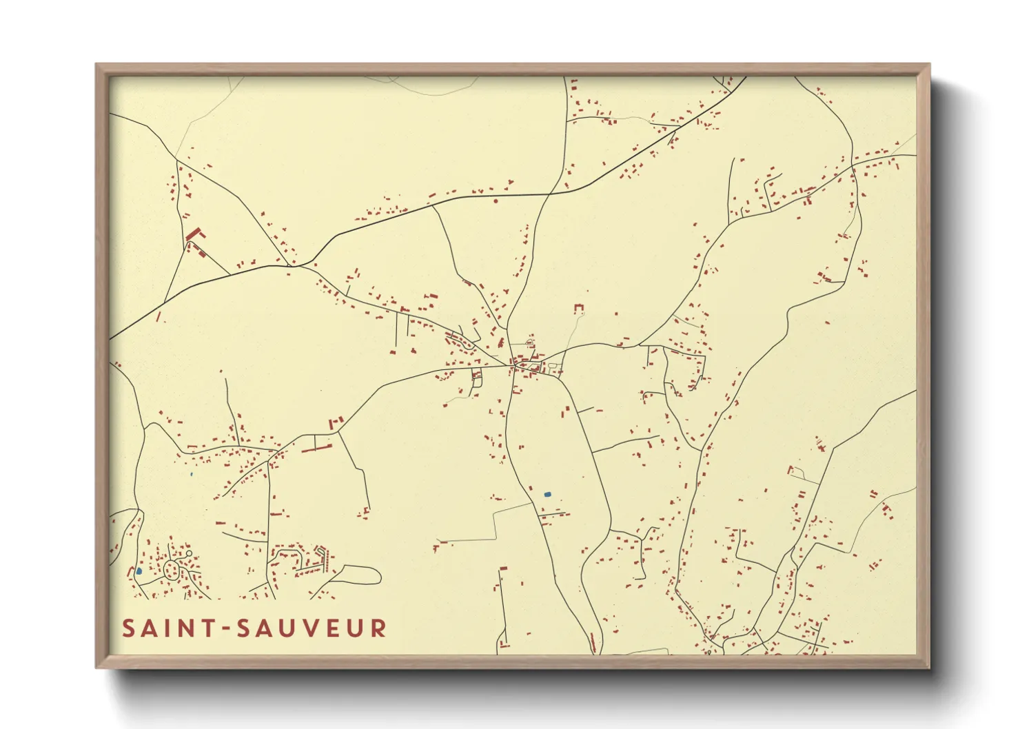 Une affiche de carte sur Saint-Sauveur