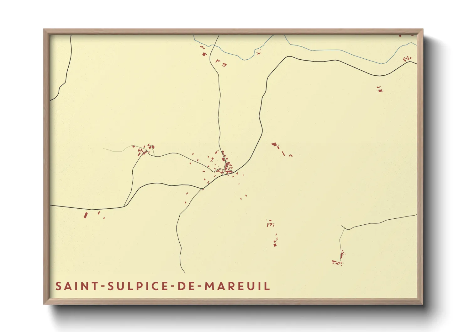 Une affiche de carte sur Saint-Sulpice-de-Mareuil