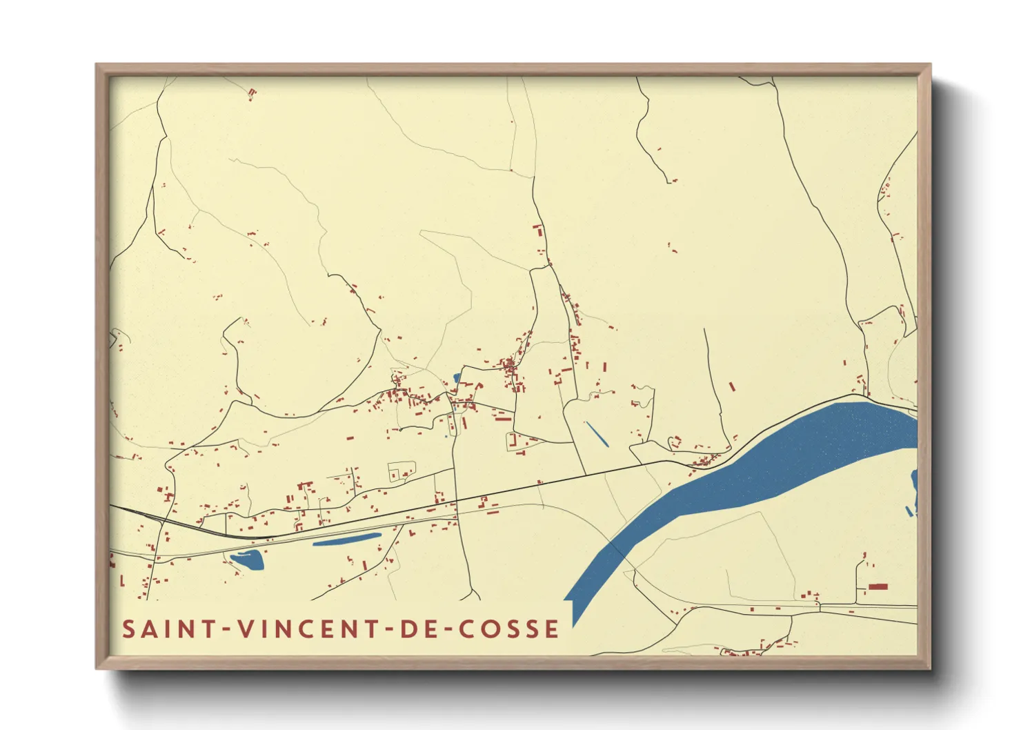 Une affiche de carte sur Saint-Vincent-de-Cosse