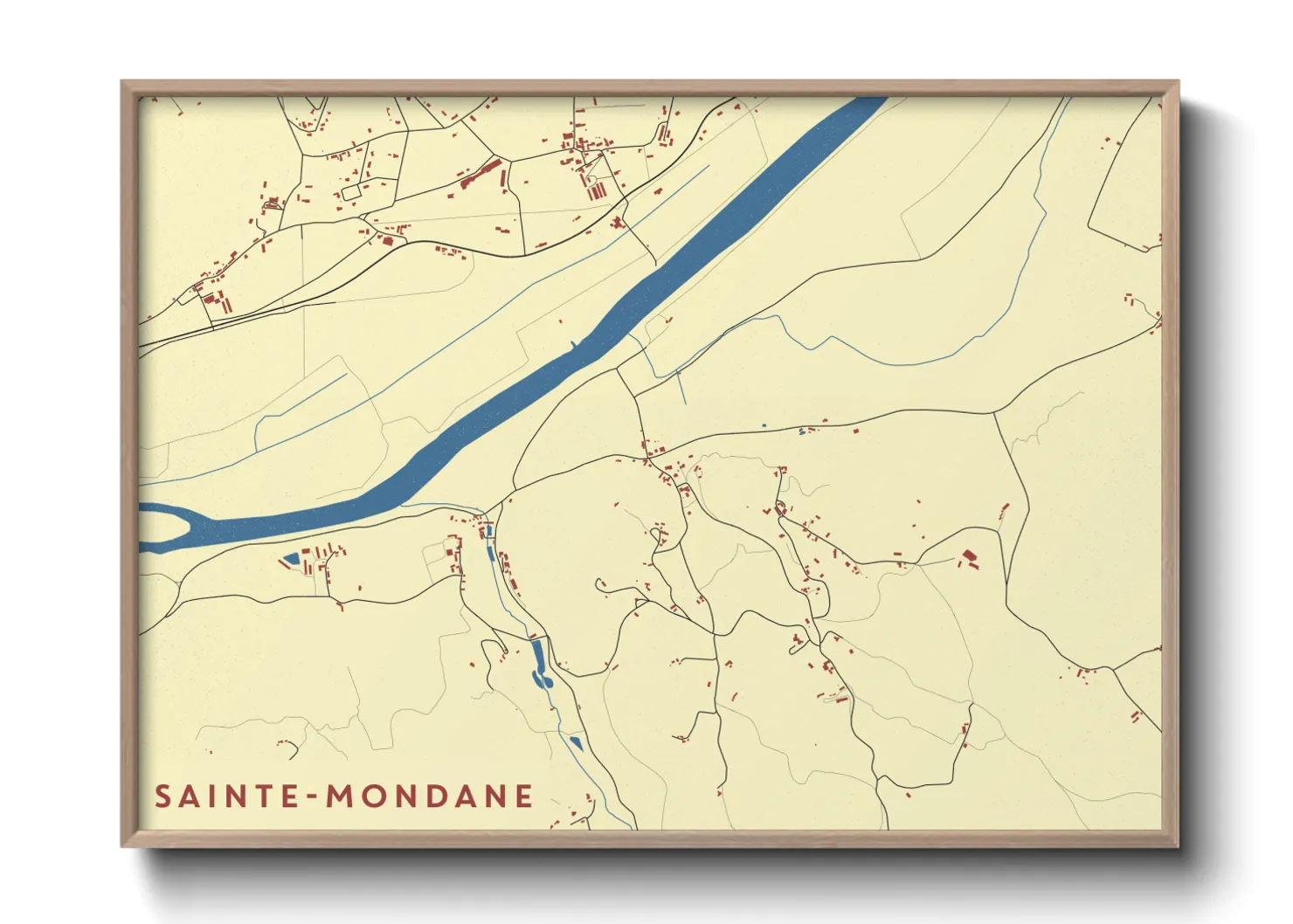 Une affiche de carte sur Sainte-Mondane