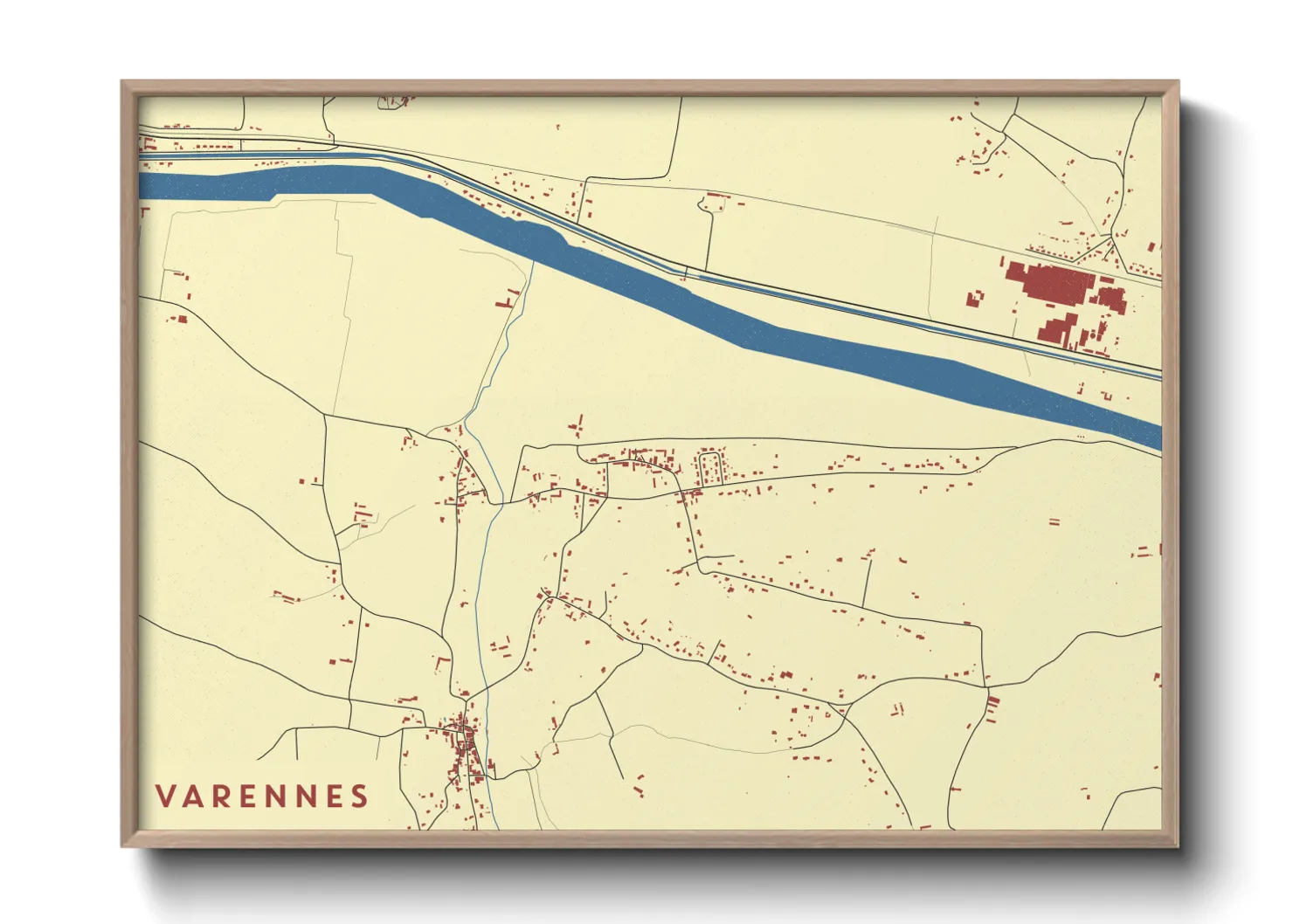 Une affiche de carte sur Varennes