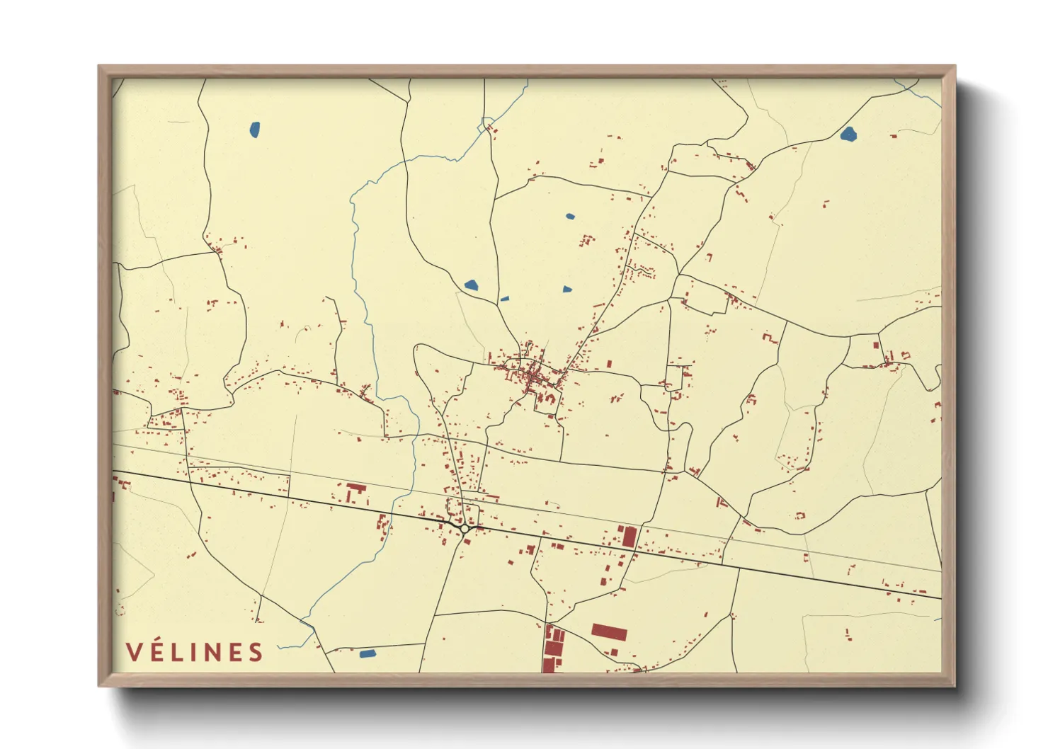 Une affiche de carte sur Vélines
