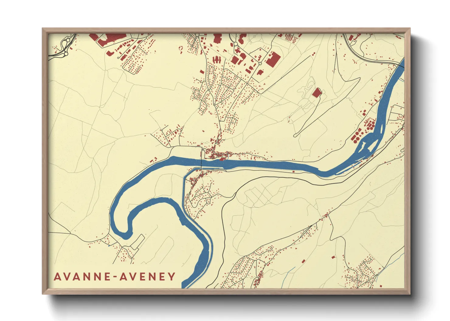 Une affiche de carte sur Avanne-Aveney