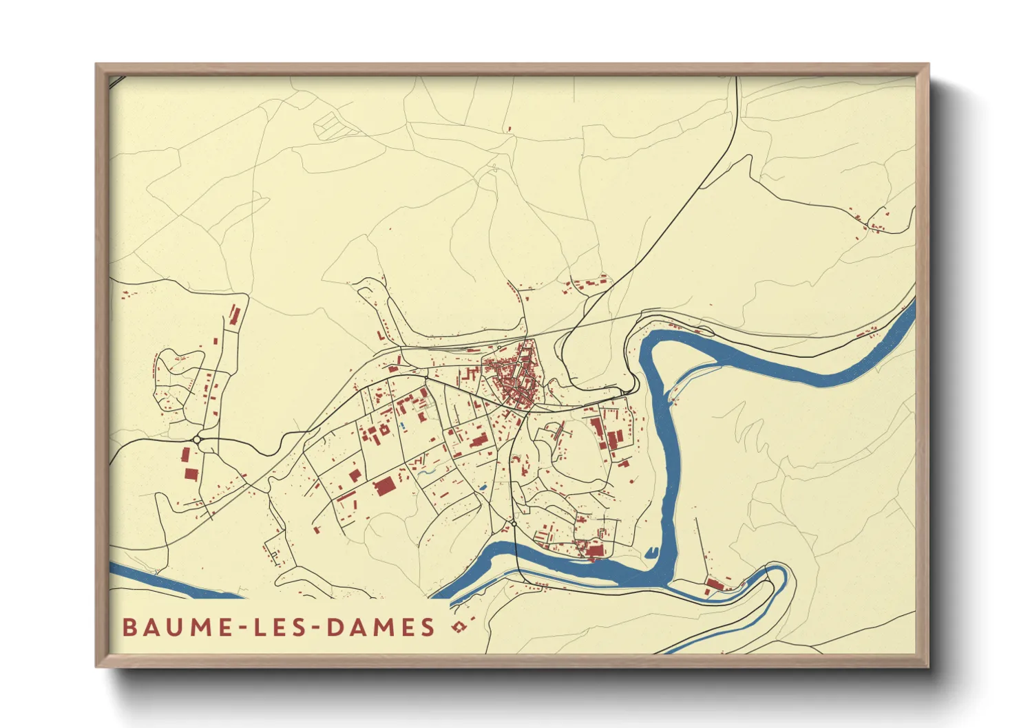 Une affiche de carte sur Baume-les-Dames