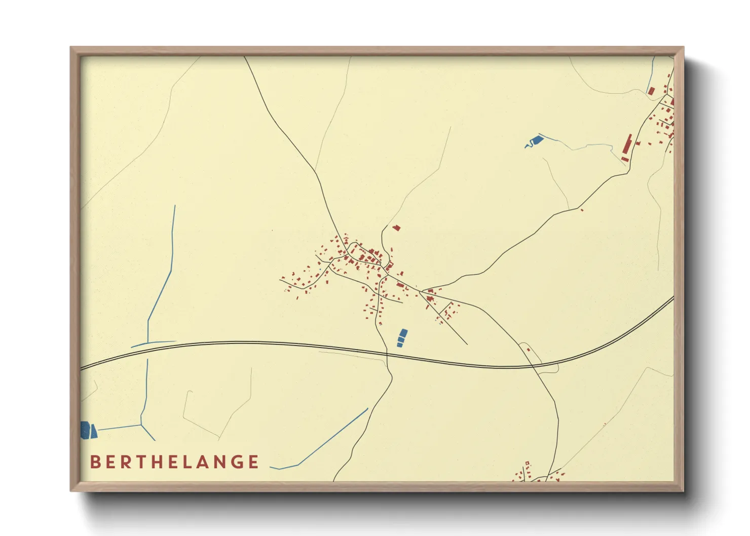 Une affiche de carte sur Berthelange