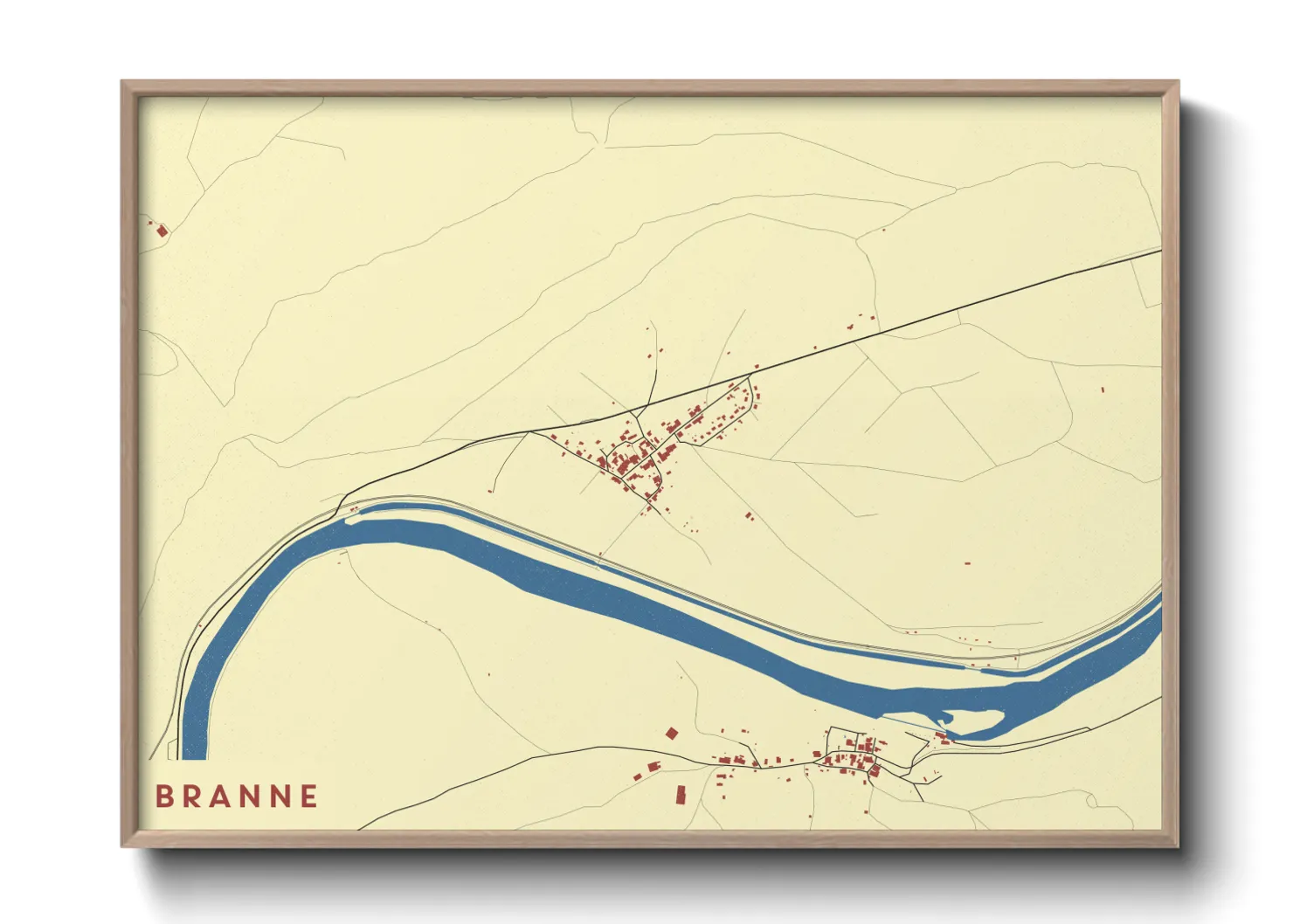 Une affiche de carte sur Branne