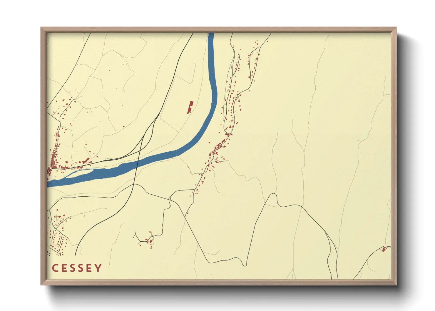 Une affiche de carte sur Cessey