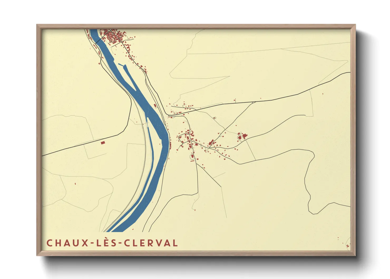 Une affiche de carte sur Chaux-lès-Clerval