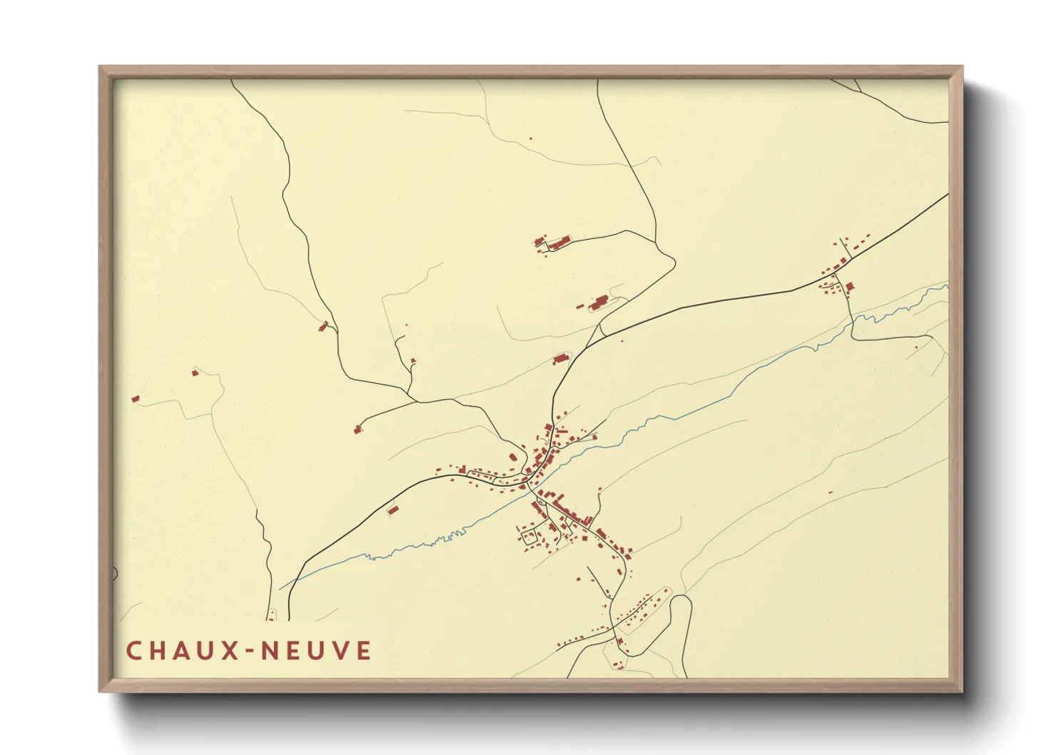 Une affiche de carte sur Chaux-Neuve