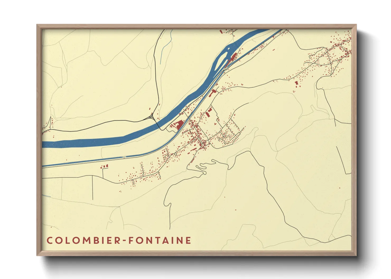 Une affiche de carte sur Colombier-Fontaine