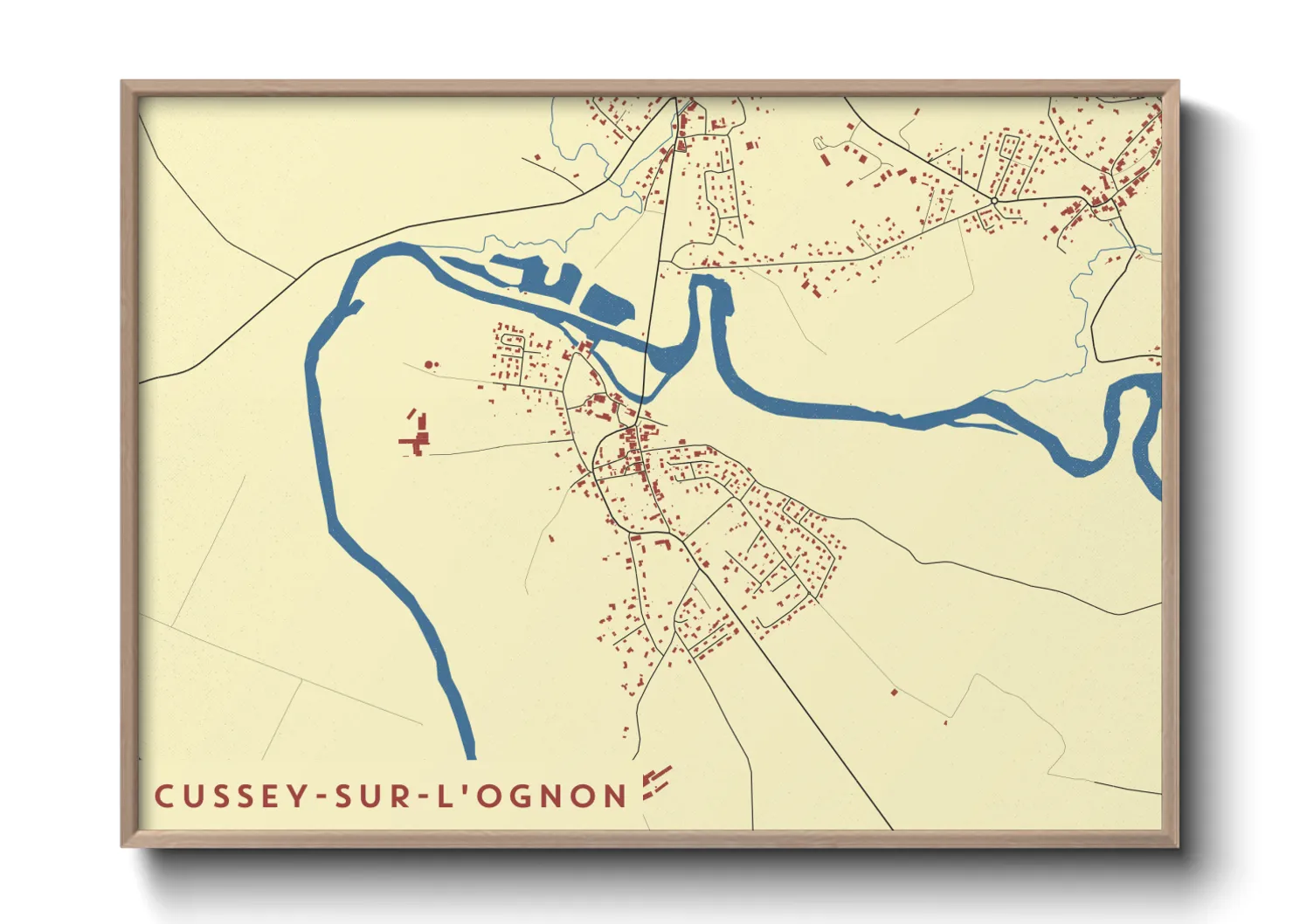 Une affiche de carte sur Cussey-sur-l'Ognon