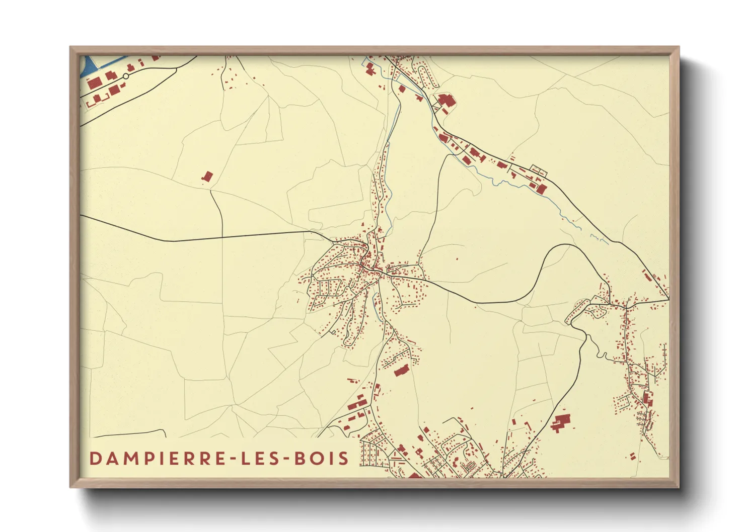 Une affiche de carte sur Dampierre-les-Bois