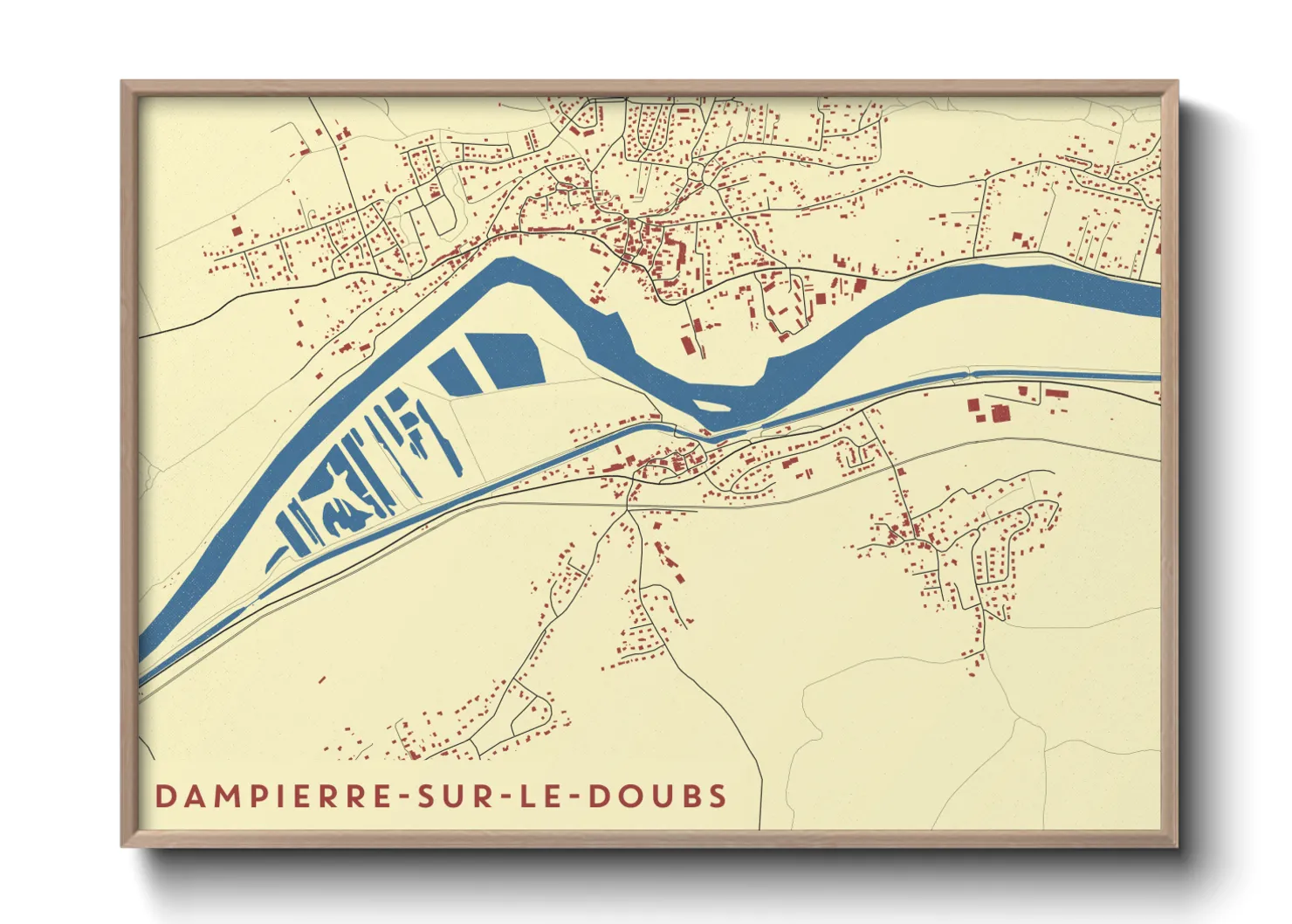 Une affiche de carte sur Dampierre-sur-le-Doubs