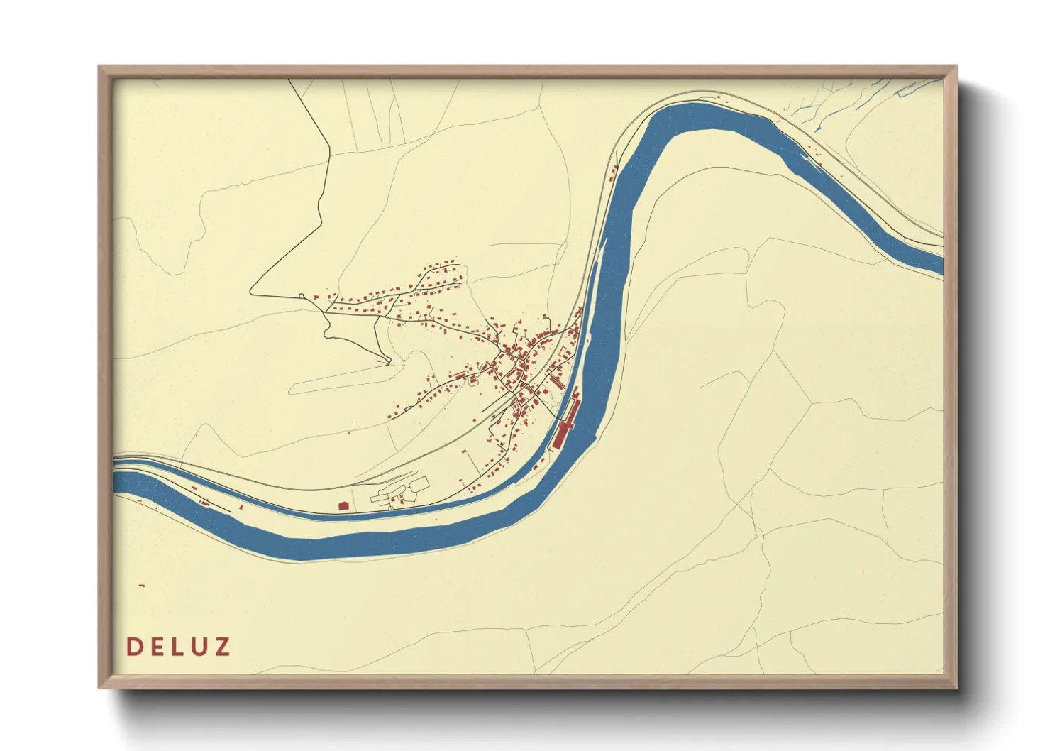 Une affiche de carte sur Deluz