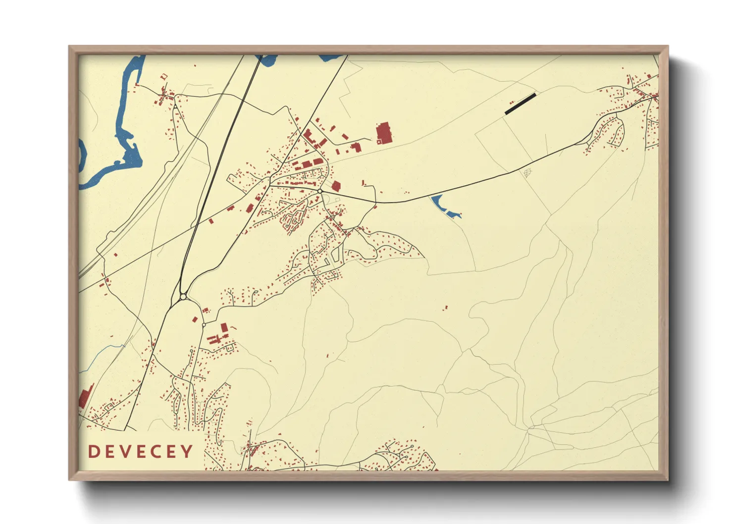 Une affiche de carte sur Devecey