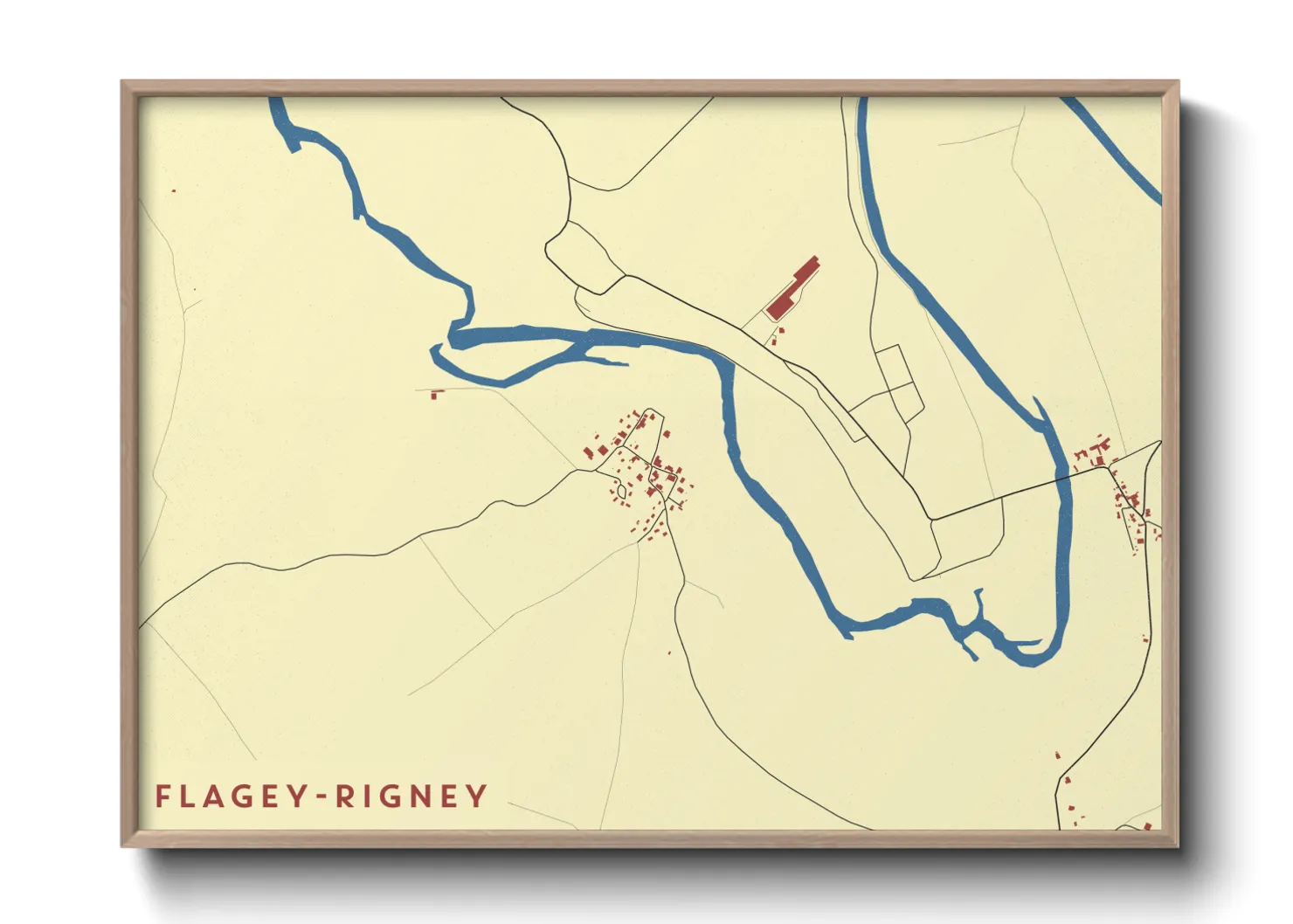 Une affiche de carte sur Flagey-Rigney