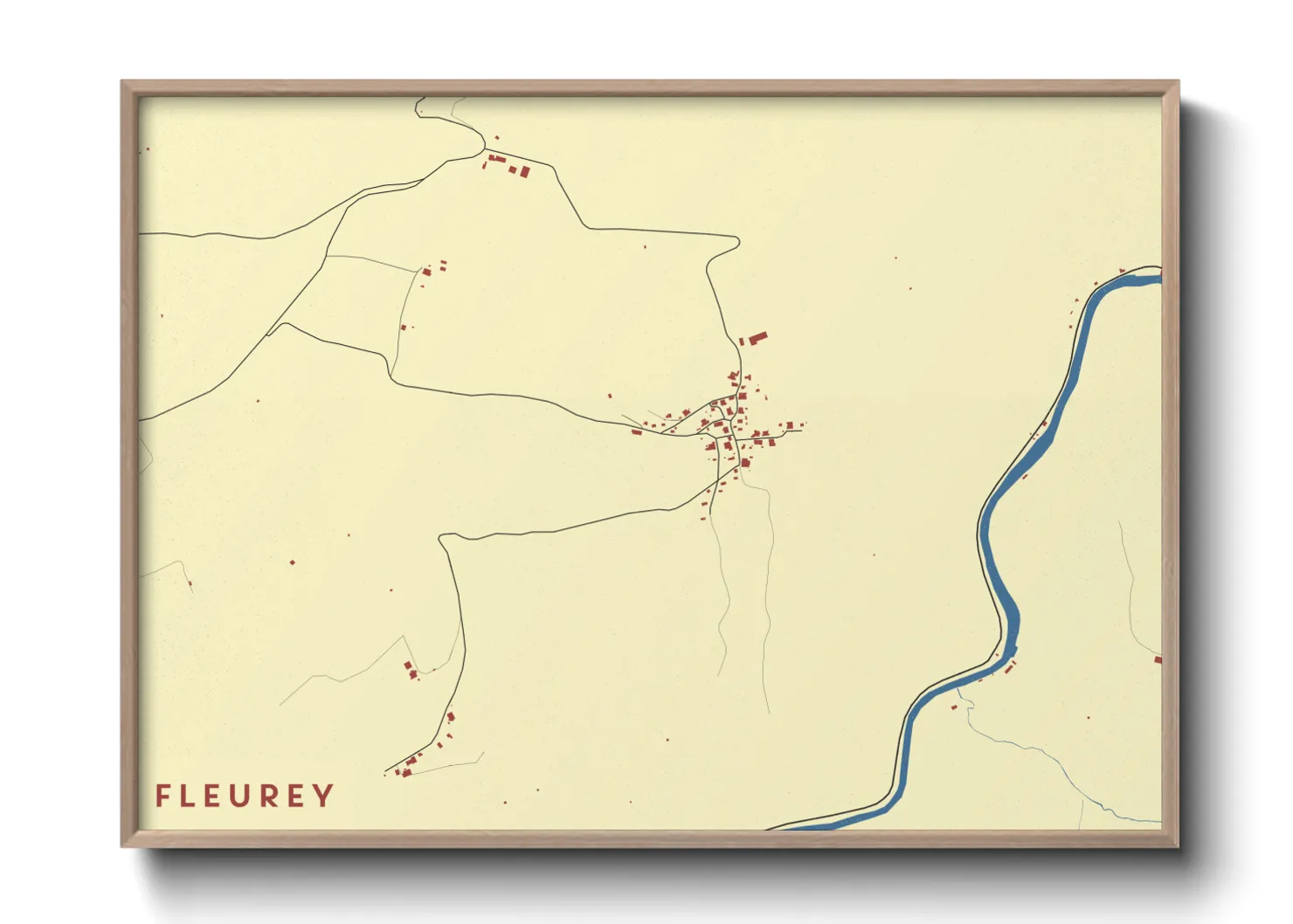 Une affiche de carte sur Fleurey