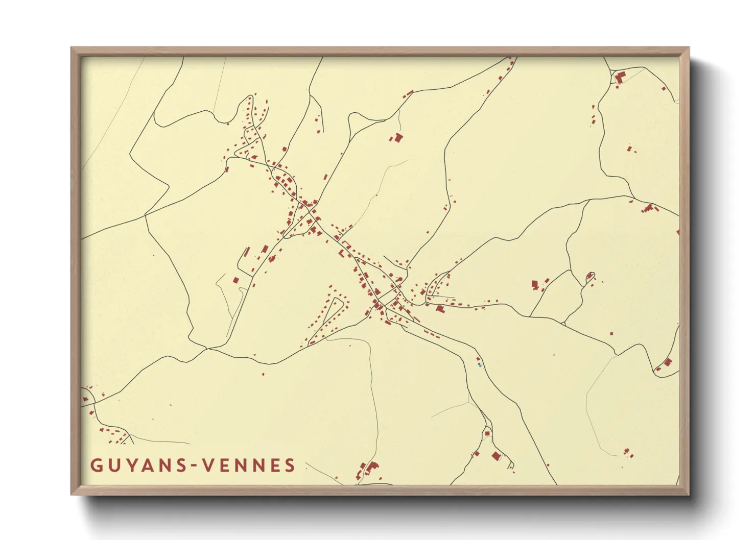 Une affiche de carte sur Guyans-Vennes