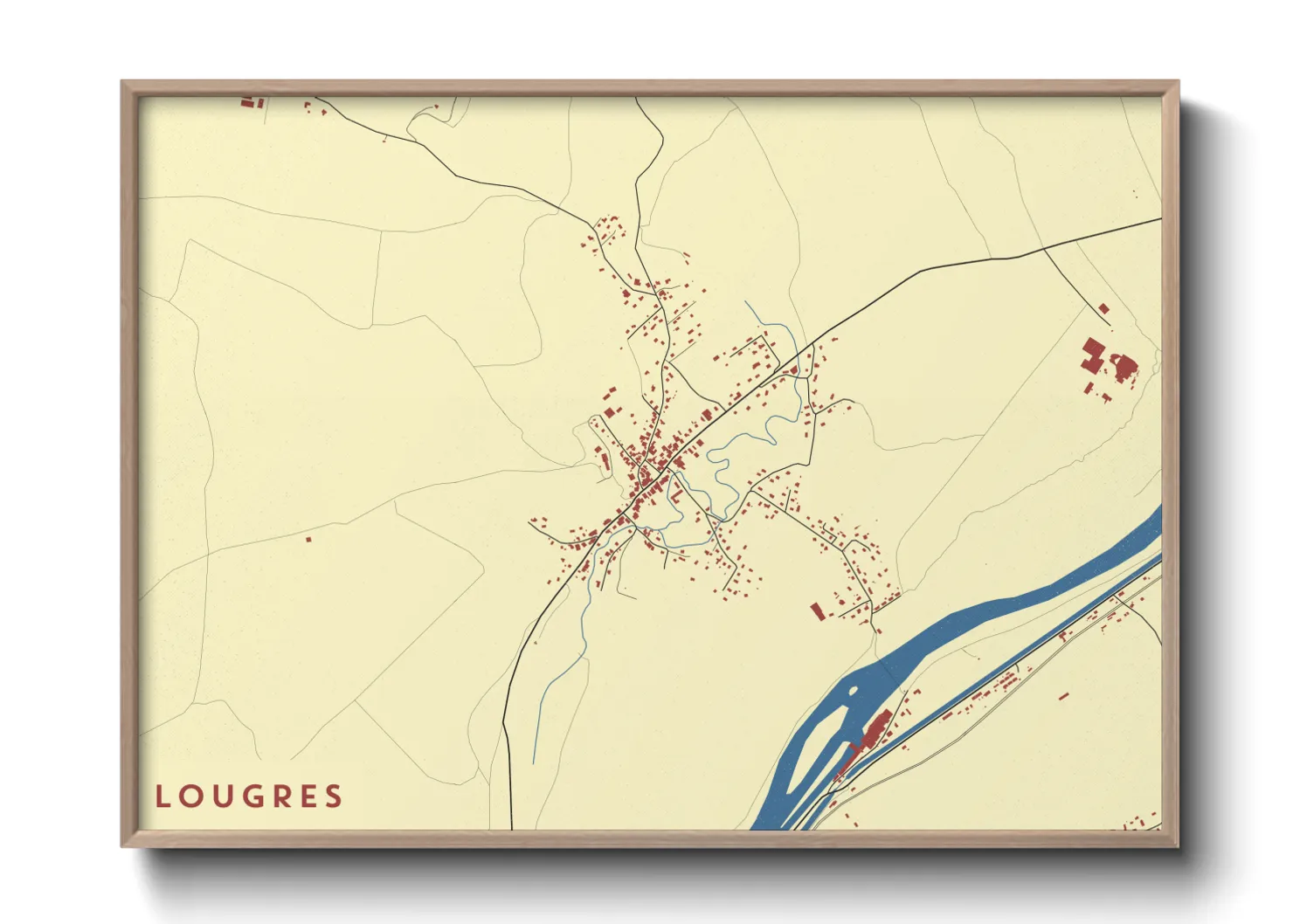 Une affiche de carte sur Lougres