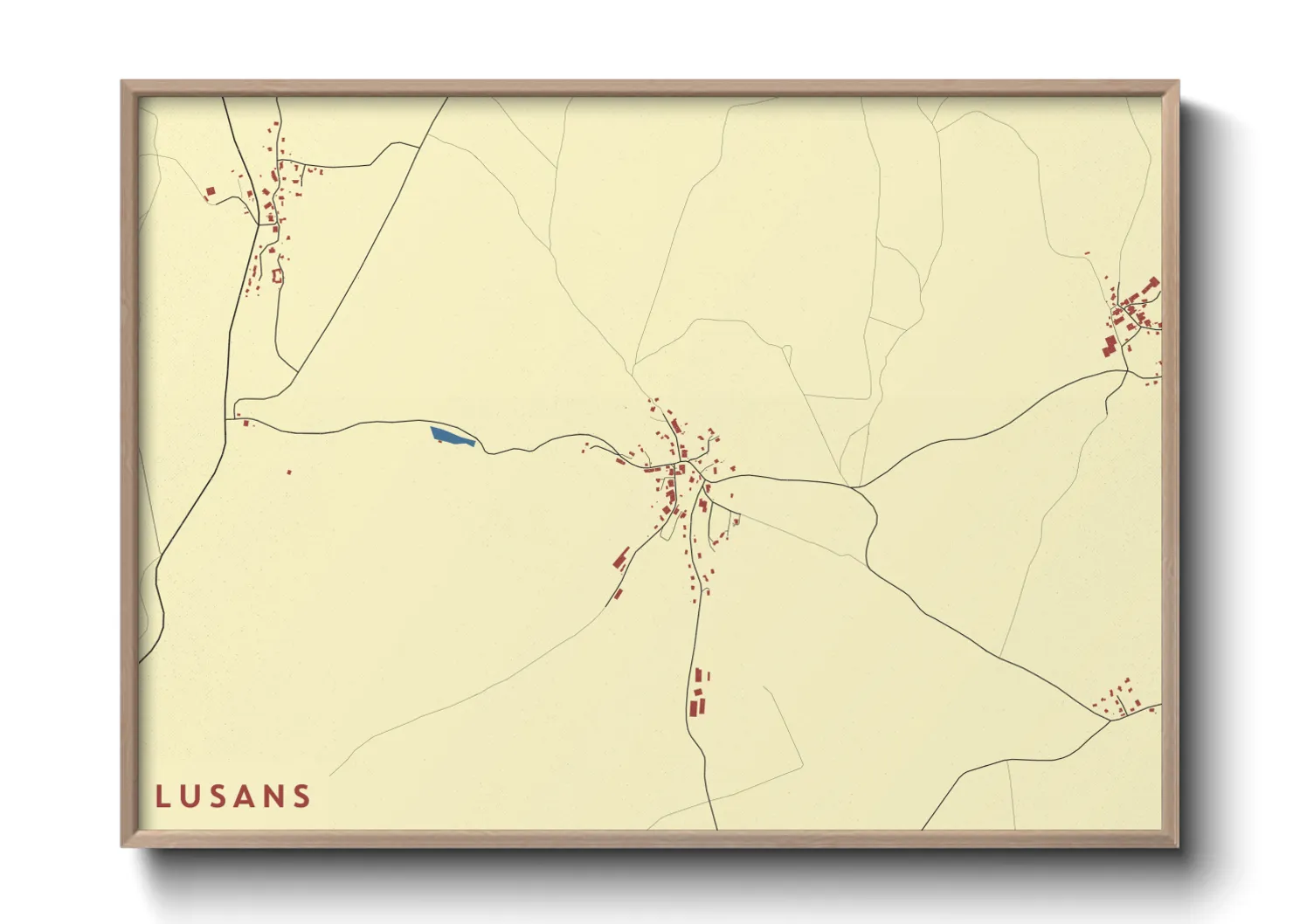 Une affiche de carte sur Lusans