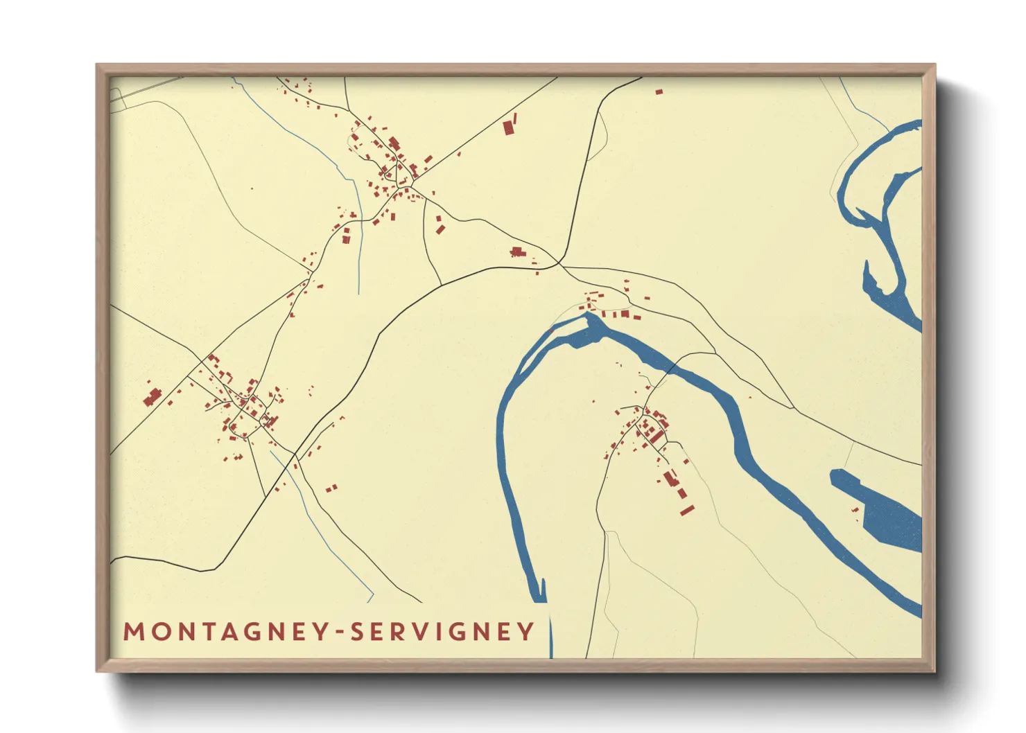 Une affiche de carte sur Montagney-Servigney