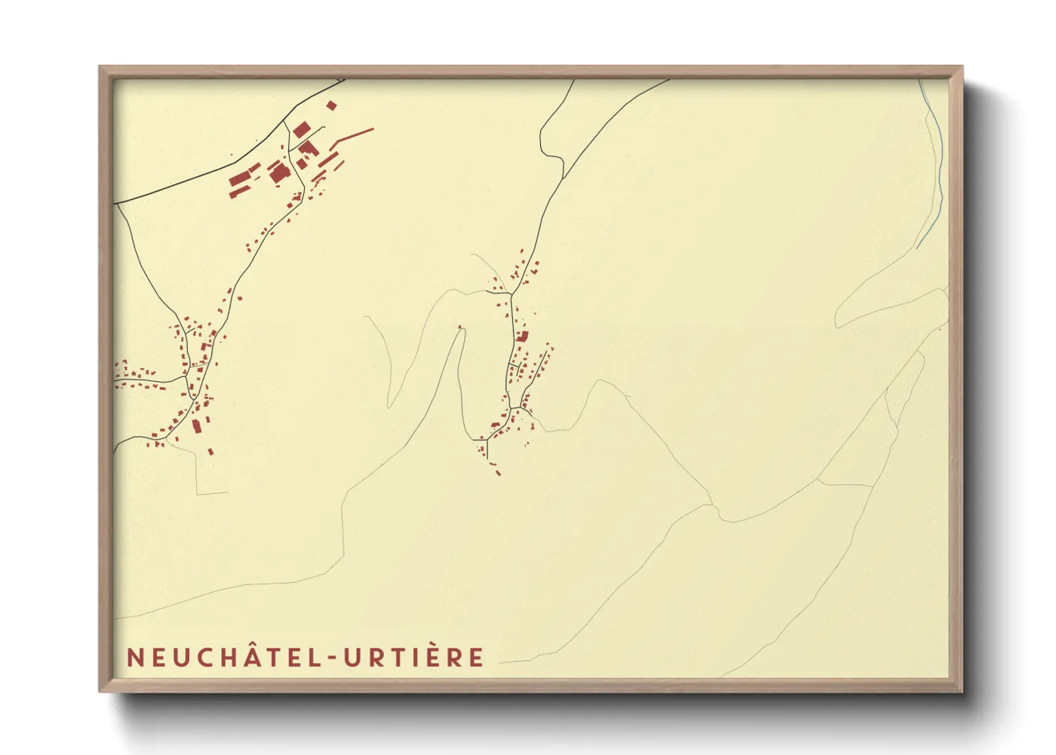 Une affiche de carte sur Neuchâtel-Urtière