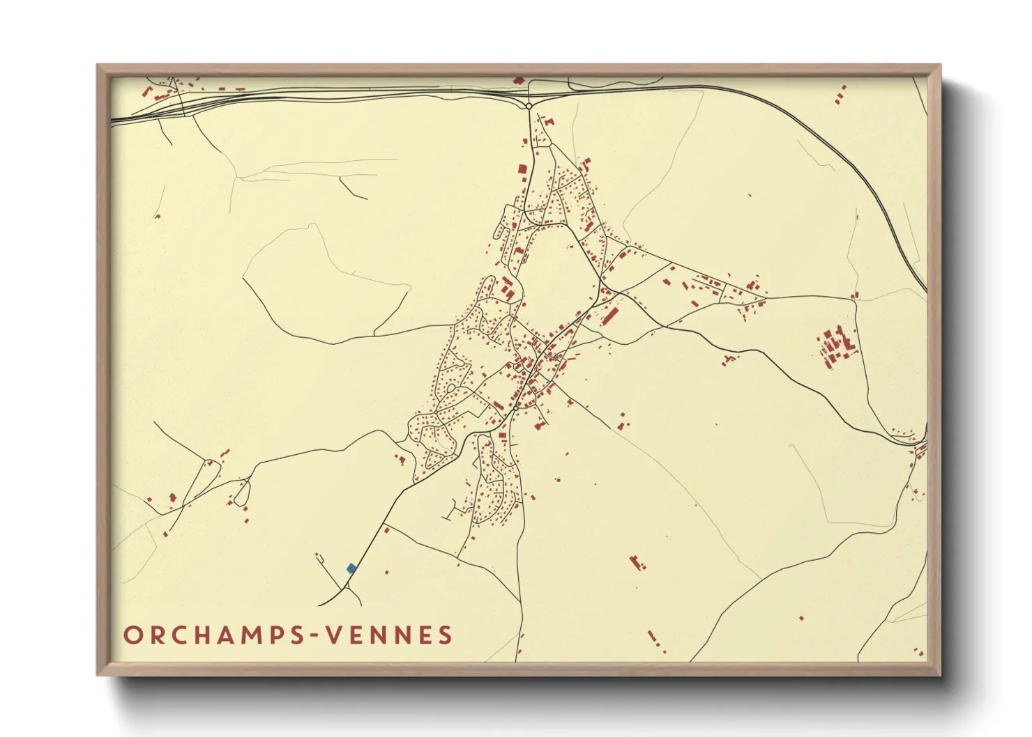 Une affiche de carte sur Orchamps-Vennes