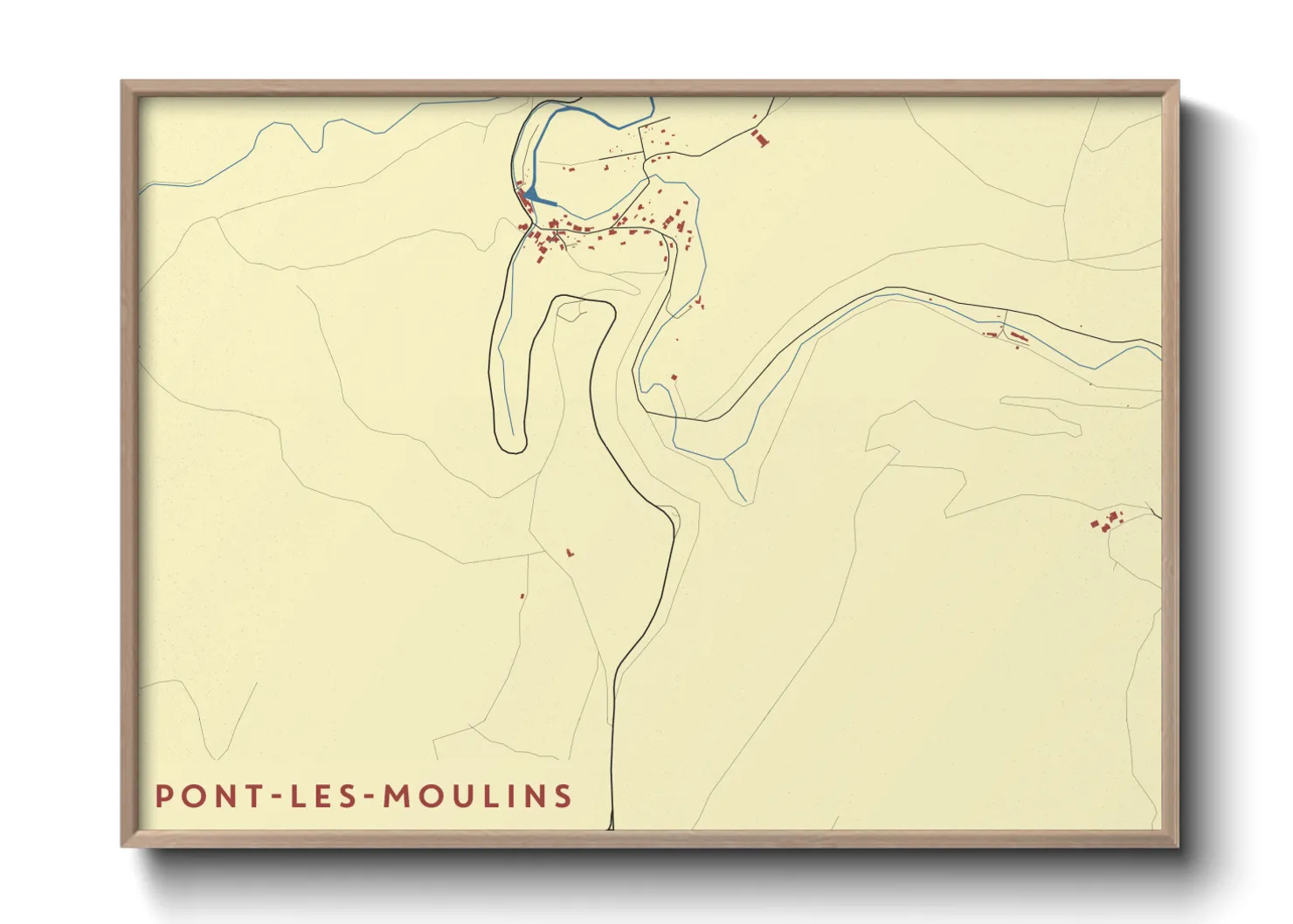Une affiche de carte sur Pont-les-Moulins