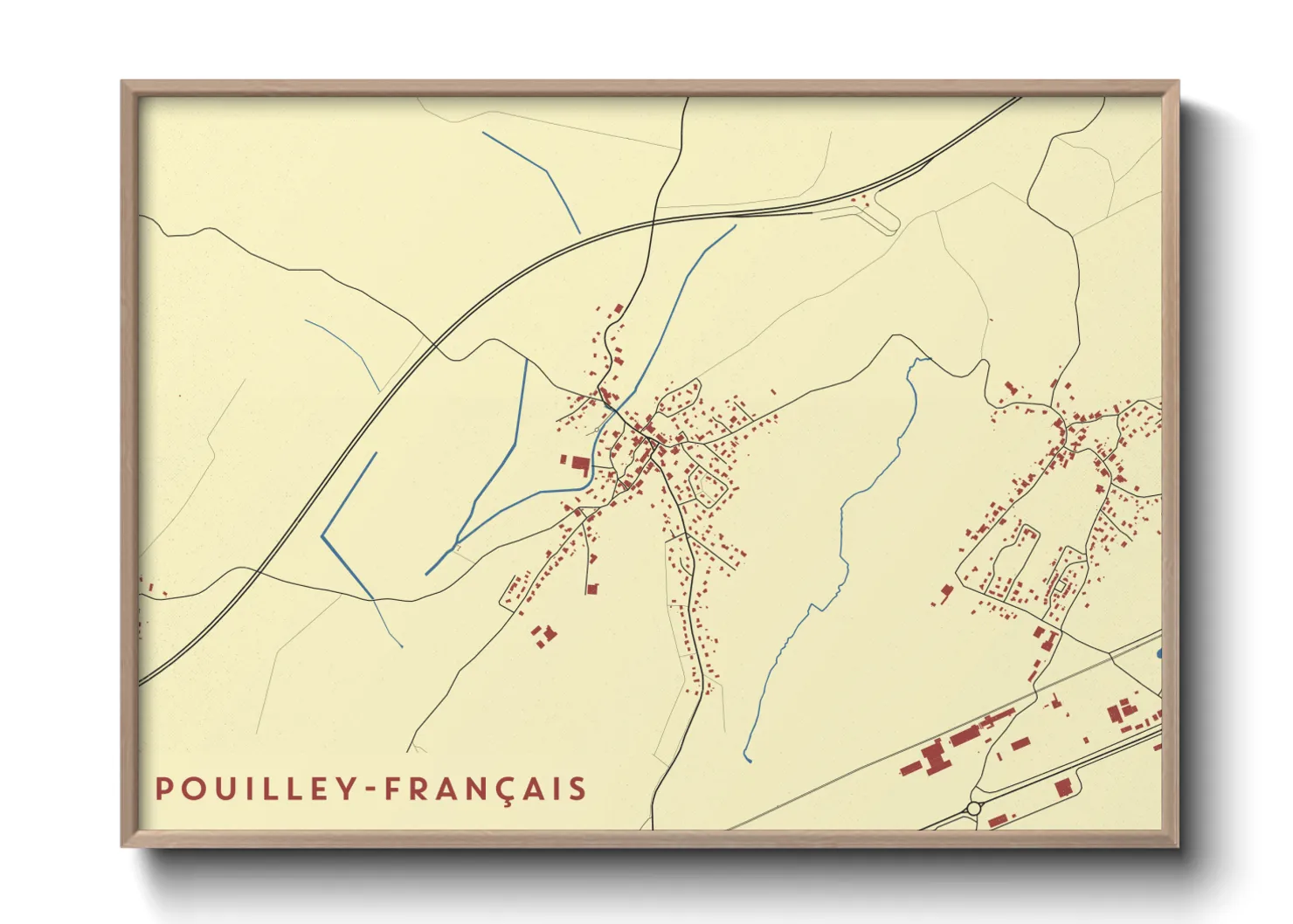 Une affiche de carte sur Pouilley-Français