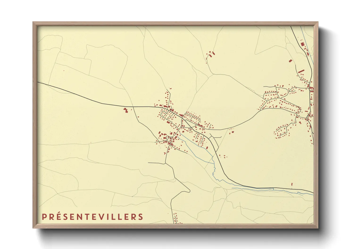 Une affiche de carte sur Présentevillers
