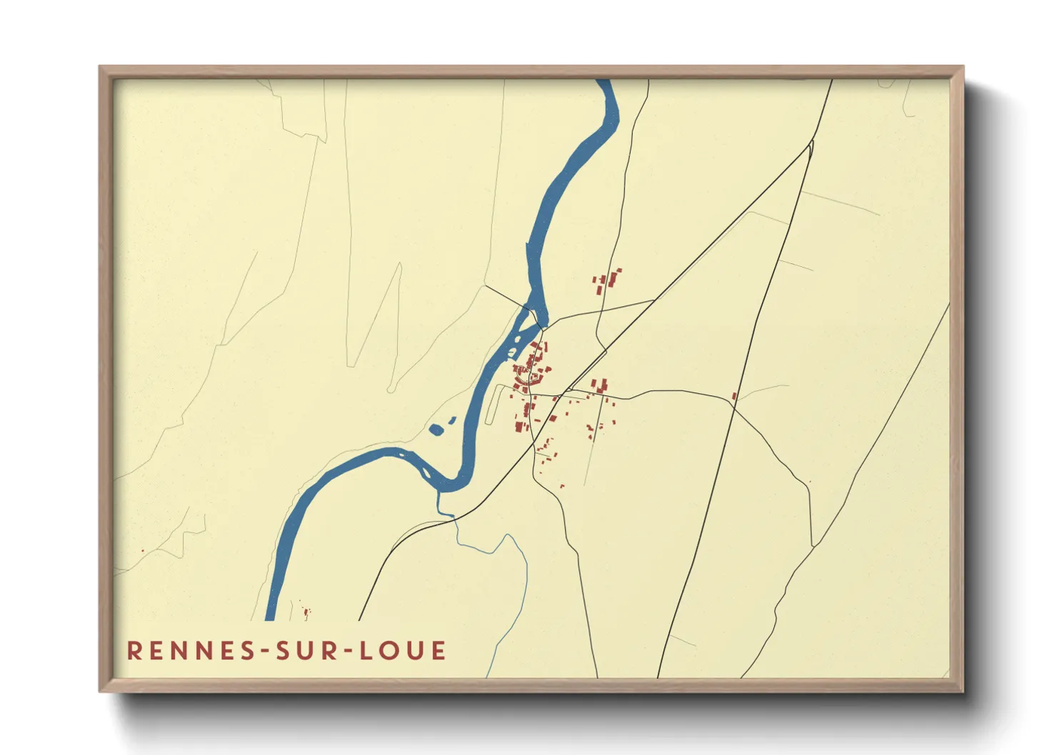 Une affiche de carte sur Rennes-sur-Loue