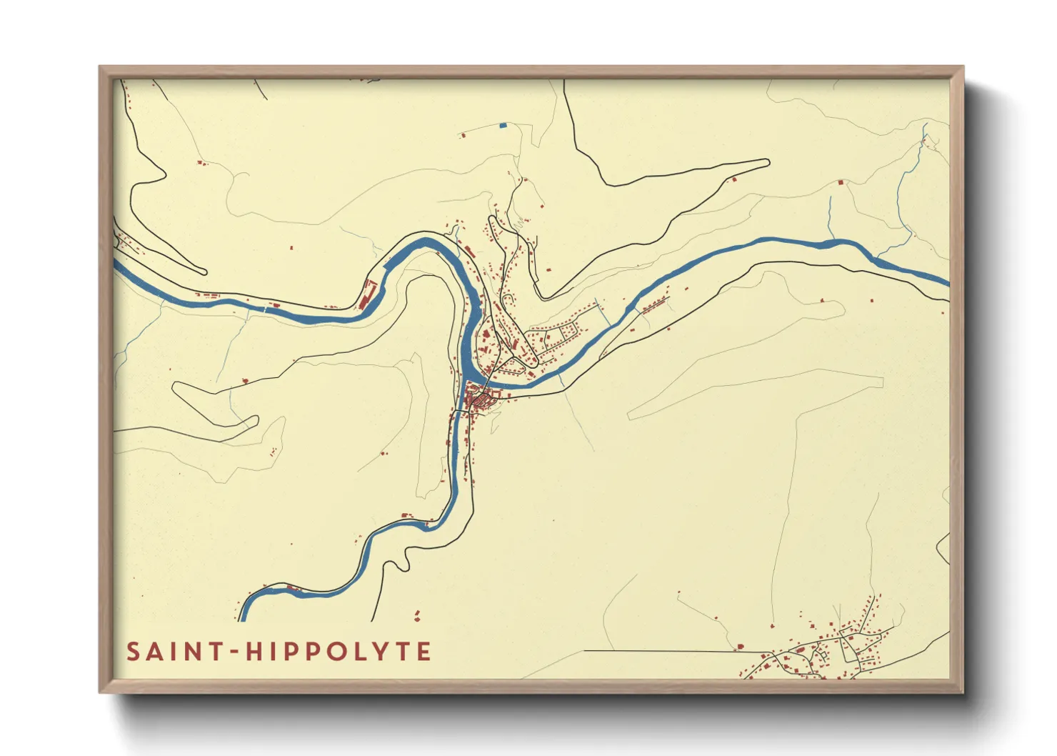 Une affiche de carte sur Saint-Hippolyte