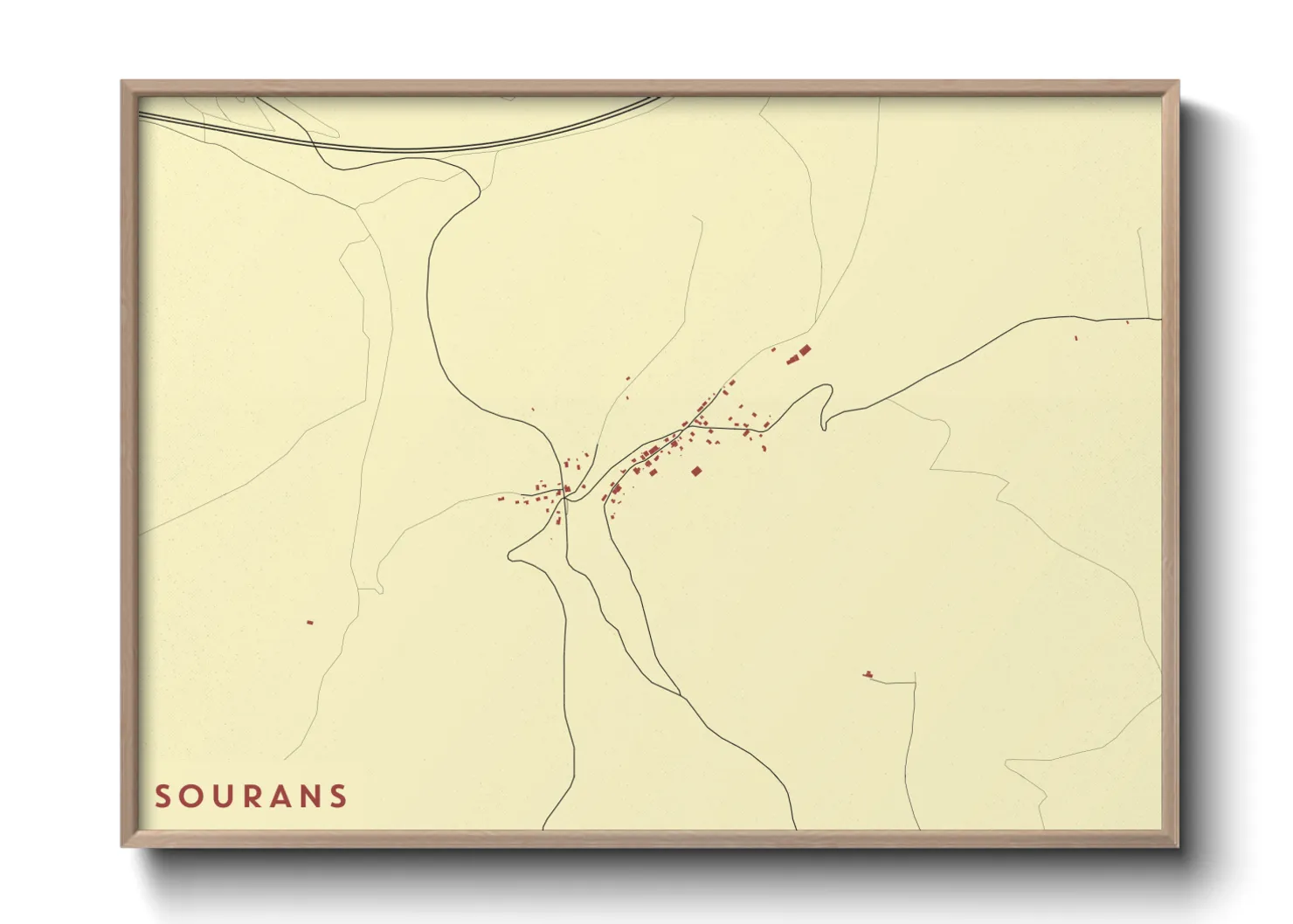 Une affiche de carte sur Sourans