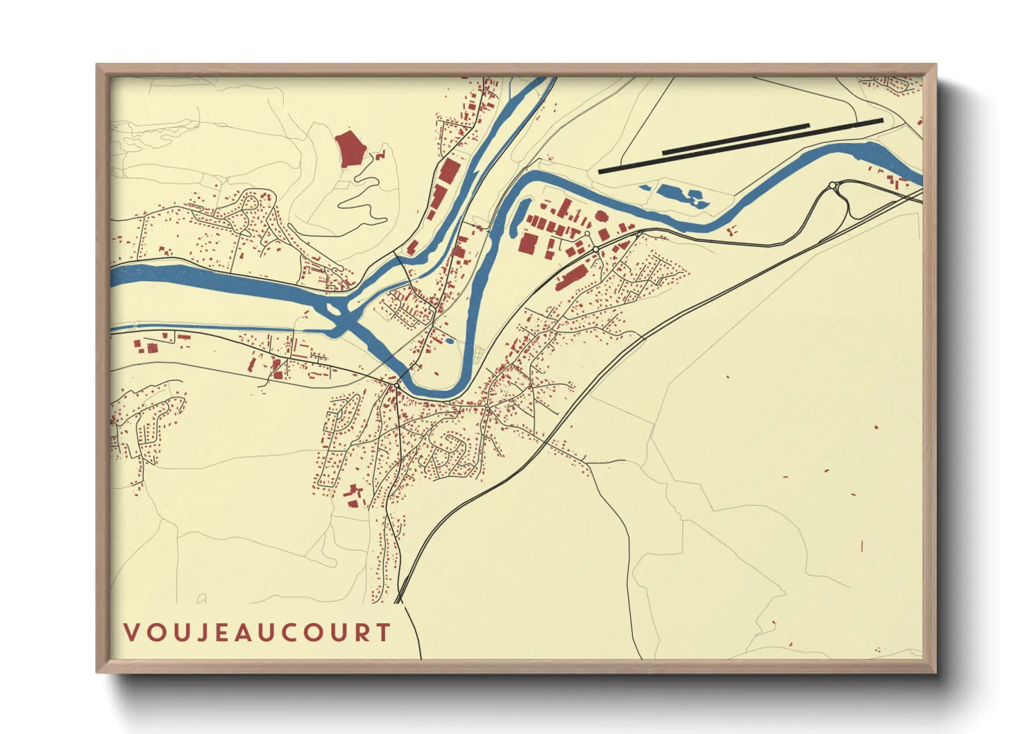 Une affiche de carte sur Voujeaucourt