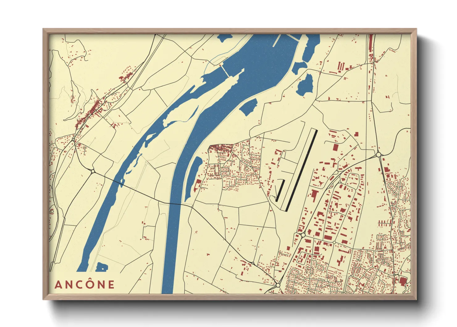 Une affiche de carte sur Ancône