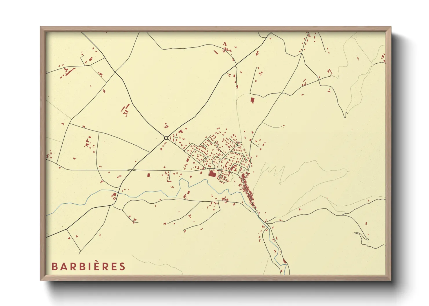 Une affiche de carte sur Barbières