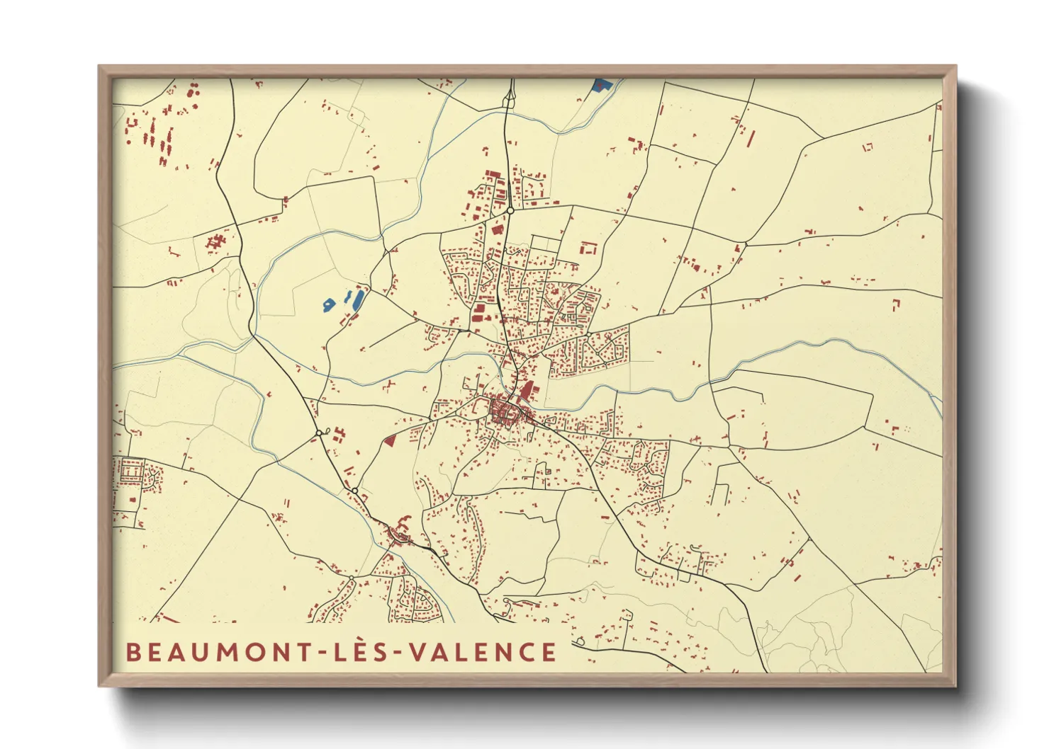 Une affiche de carte sur Beaumont-lès-Valence