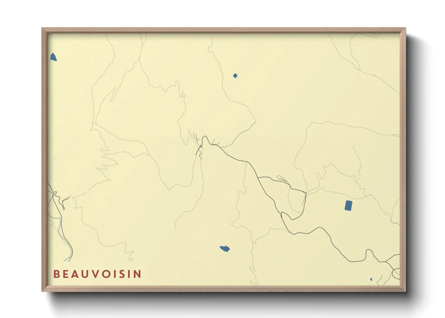 Une affiche de carte sur Beauvoisin