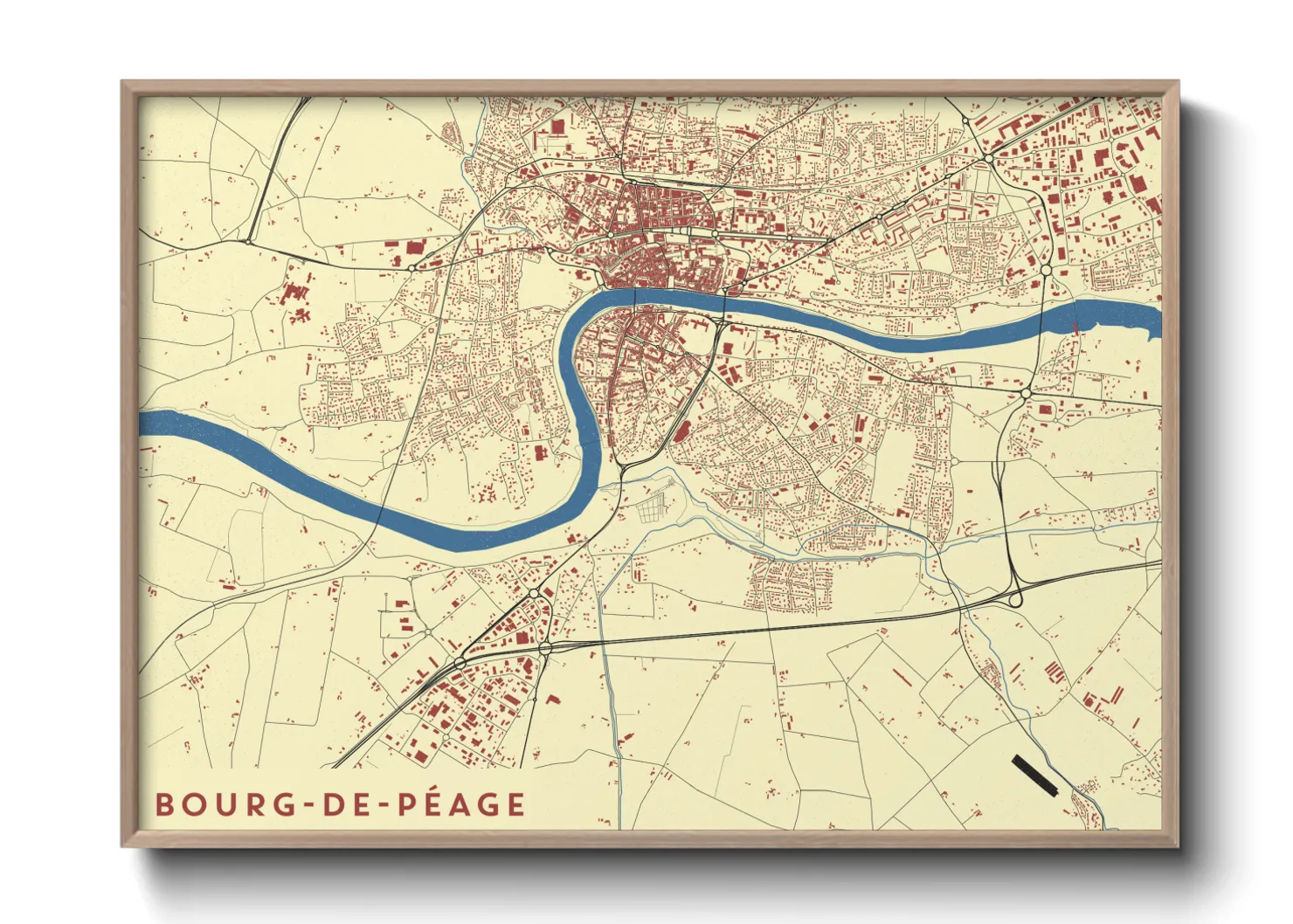 Une affiche de carte sur Bourg-de-Péage