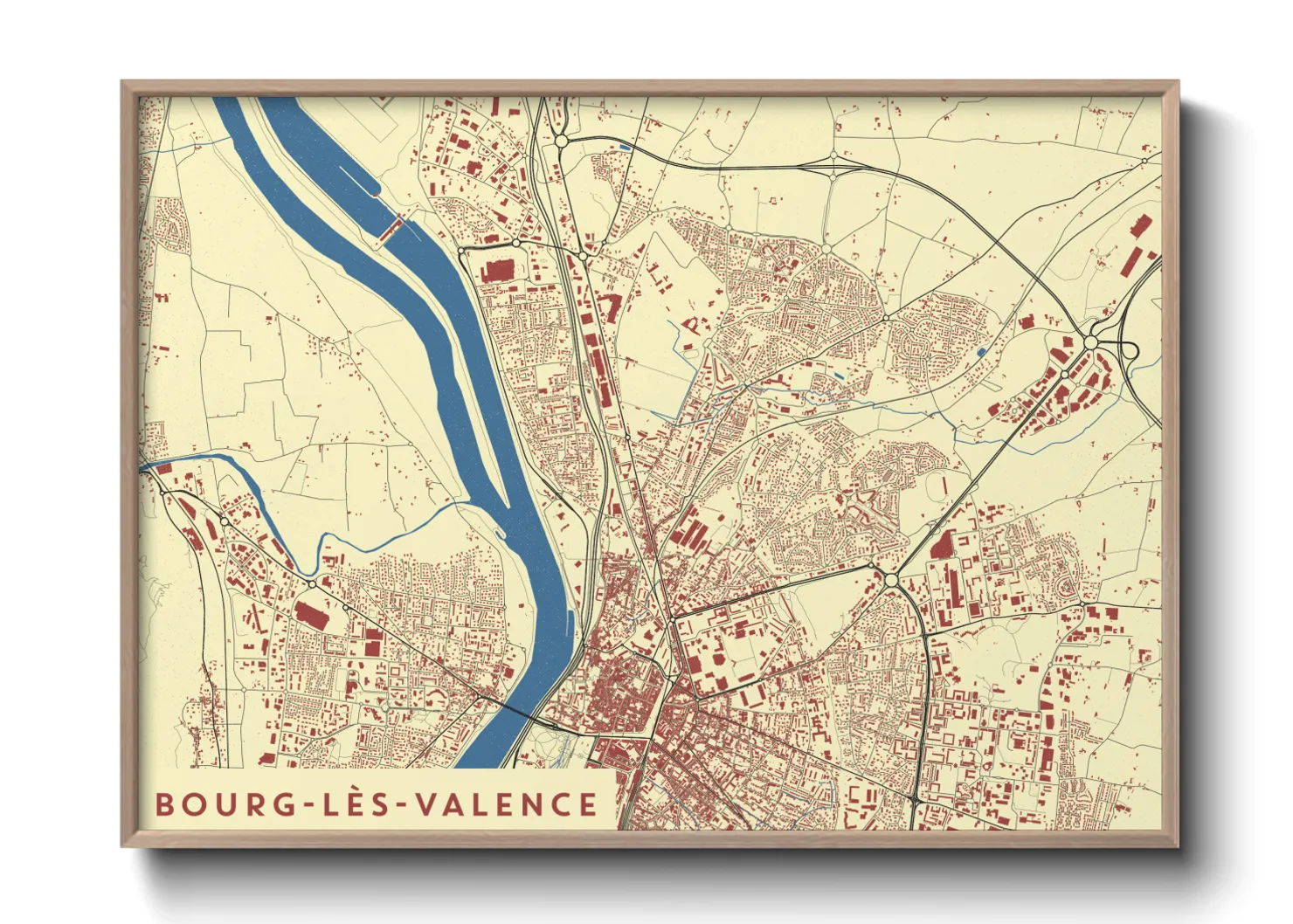 Une affiche de carte sur Bourg-lès-Valence