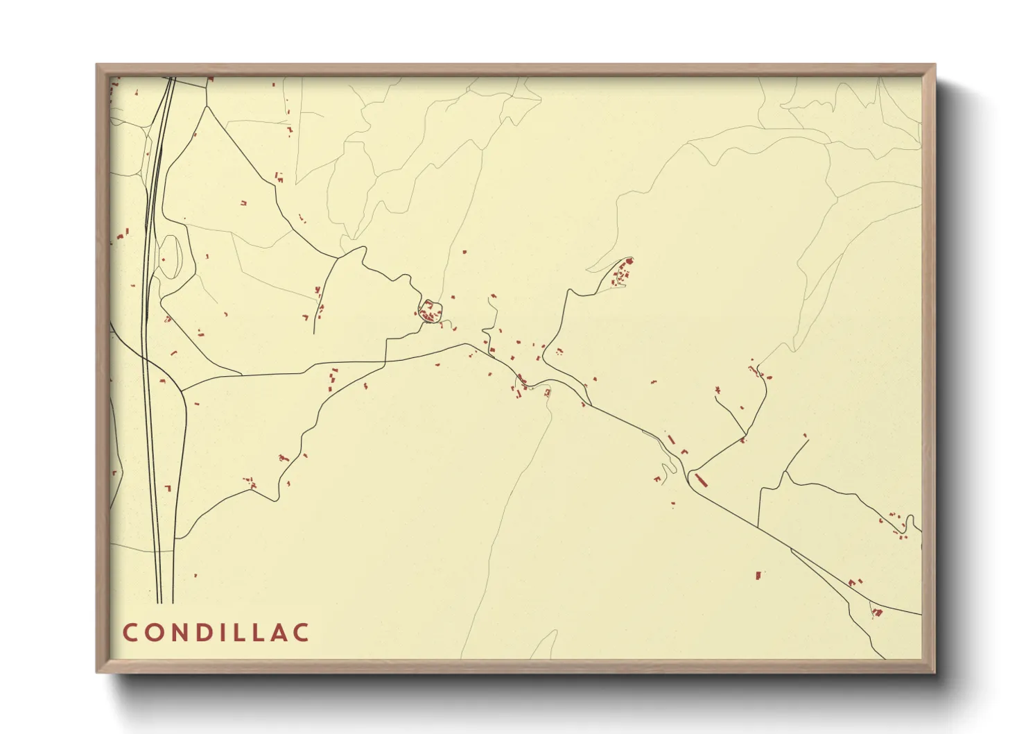 Une affiche de carte sur Condillac