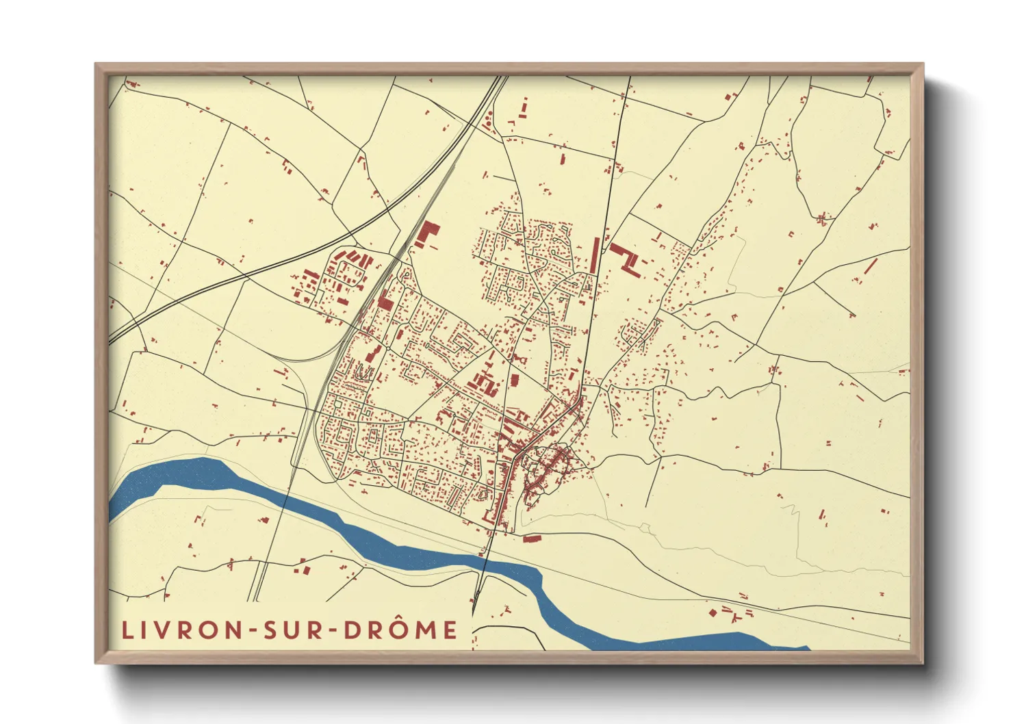Une affiche de carte sur Livron-sur-Drôme
