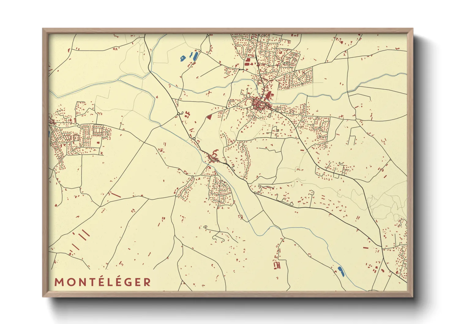 Une affiche de carte sur Montéléger