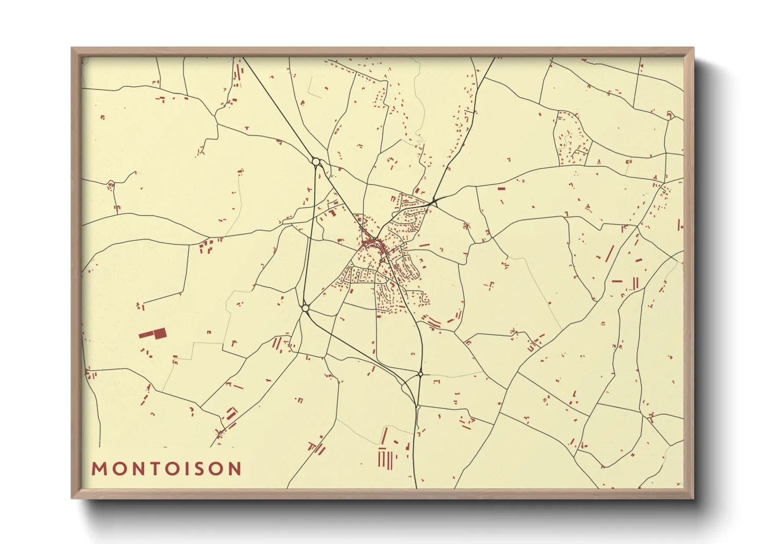 Une affiche de carte sur Montoison