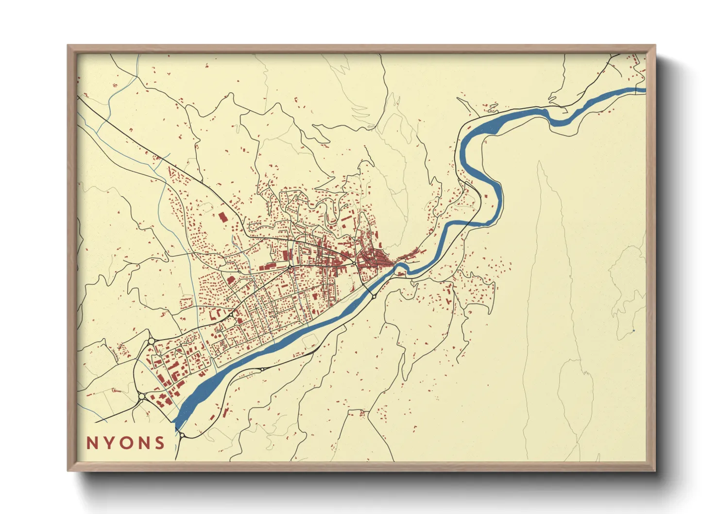 Une affiche de carte sur Nyons