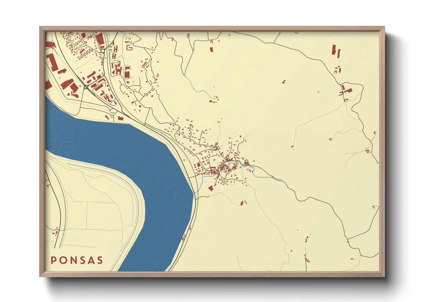 Une affiche de carte sur Ponsas