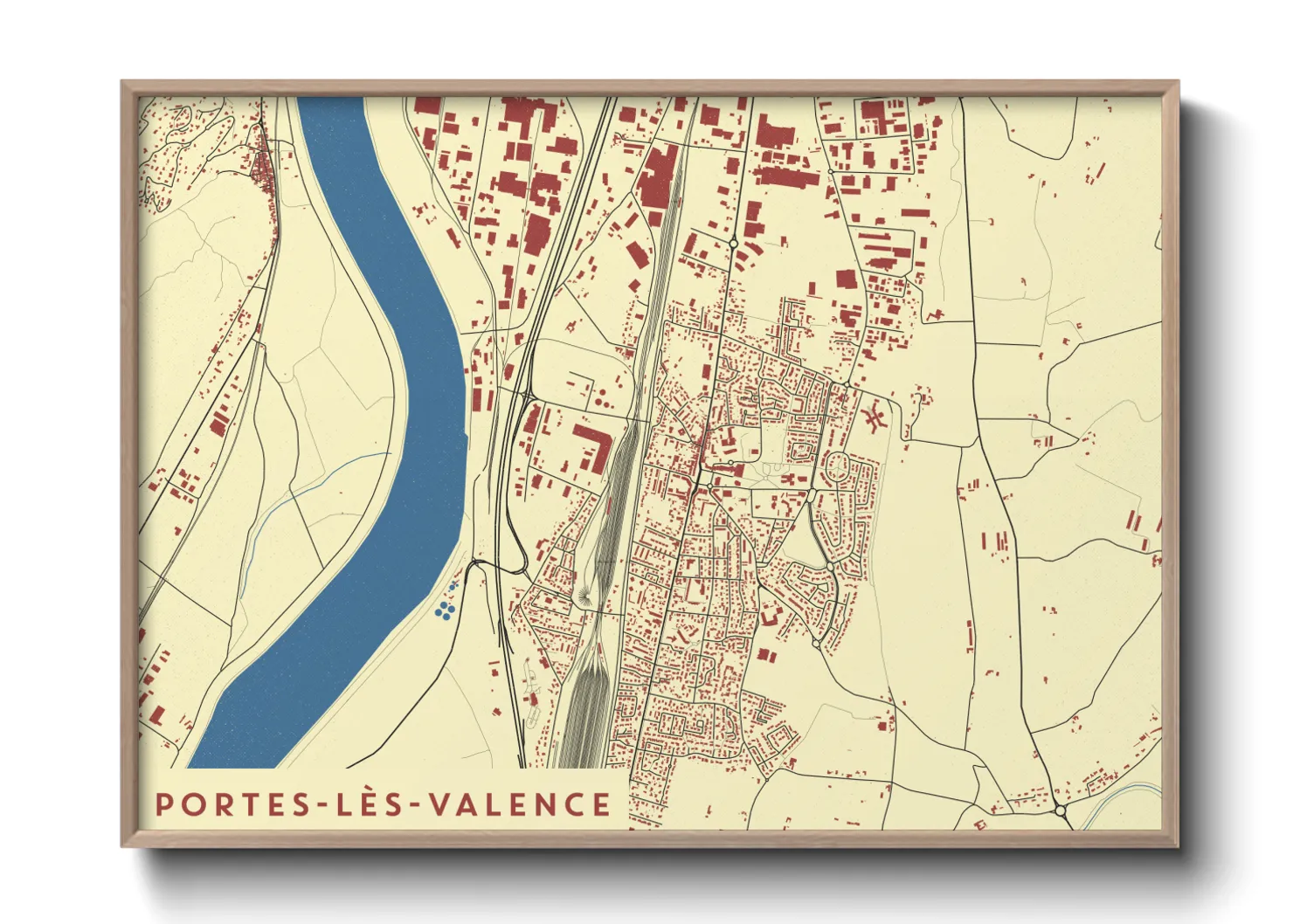 Une affiche de carte sur Portes-lès-Valence