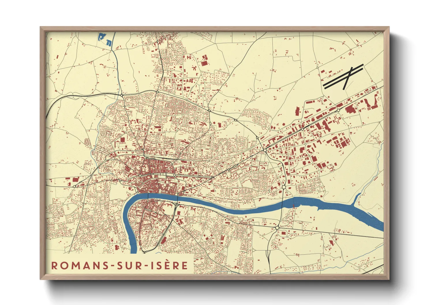 Une affiche de carte sur Romans-sur-Isère