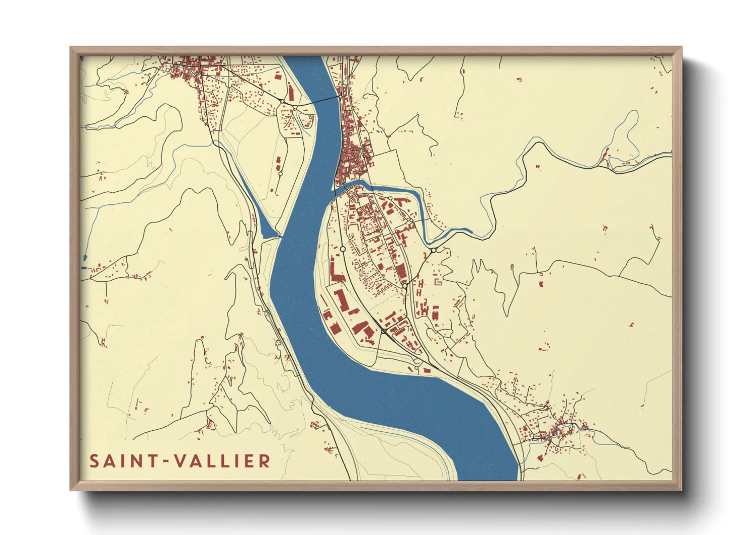 Une affiche de carte sur Saint-Vallier
